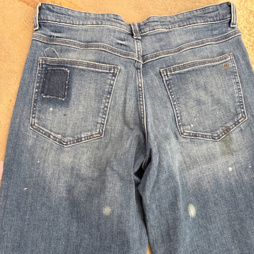 Pilcro Anthropologie Low Rise Wide Leg Distressed Jeans Med Blue Size 30 - Picture 11 of 11